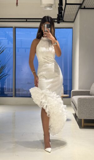 White Sequined ruffles dress