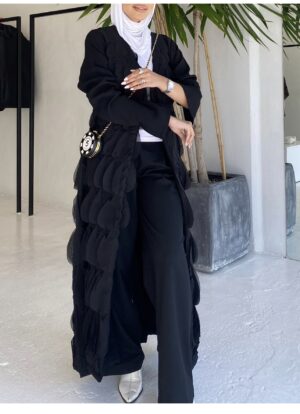Black ruffle blazer